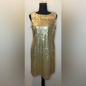 Doncaster- Gold tank top mini-length party sequence dress Size 4
